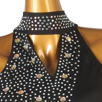 Bonne qualité Offres Spéciales strass salle de bal longue noir sans manches robe de danse moderne pour adultes femmes Performance