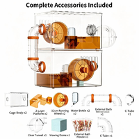 Cage à hamster empilable en plastique PP, tunnel double couche, roue silencieuse de 12 cm, habitat pour petits animaux, OEM ODM