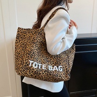 Sac fourre-tout en toile à imprimé léopard, unisexe, grande capacité, sac à bandoulière, sac à main décontracté pour les trajets quotidiens