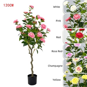 Producto personalizado Plantas de flores artificiales en maceta Camelia Tea Rose Flower <span class=keywords><strong>Tree</strong></span> 120cm Árbol artificial - Product Image 2