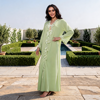 Nouvelle Collection Printemps 2026 : Robe Abaya Kaftan Élégante Turque à Volants, Manches Longues, Cardigan Maxi en Polyester à Séchage Rapide pour Femme