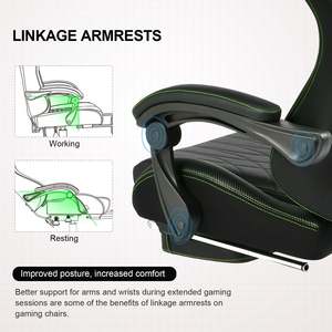 Silla de juego <span class=keywords><strong>Razer</strong></span> negra y verde, altavoces de masaje, silla de edición de carreras de cuero PU, silla de juego Cadeira con reposapiés - Product Image 3