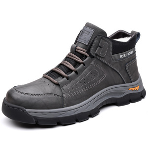 Botas de Nieve para Hombre, Altura al Tobillo, Punta Redonda, Cuero de Microfibra, Forro de Felpa, Suela de Goma Antideslizante, Entresuela de EVA, Cálidas - Product Image 5