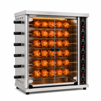 Four à rôtissoire à six broches pour cuisine centralisée, température réglable pour la cuisson en lot de poulets, équipement commercial, fournisseur
