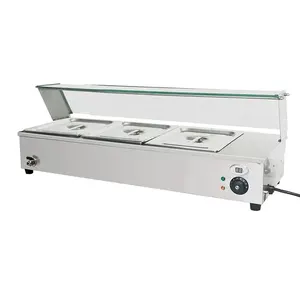 Hot Sales 1300 W - 3 GN 1/2 x10cm - drain tap - glass protector Commercial Table Electric Bain-Marie