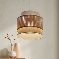Lustre Moderne Design Bambou Tissage Art Classique Salon de Thé pour Restaurant Décoration Salon Moyen Suspension