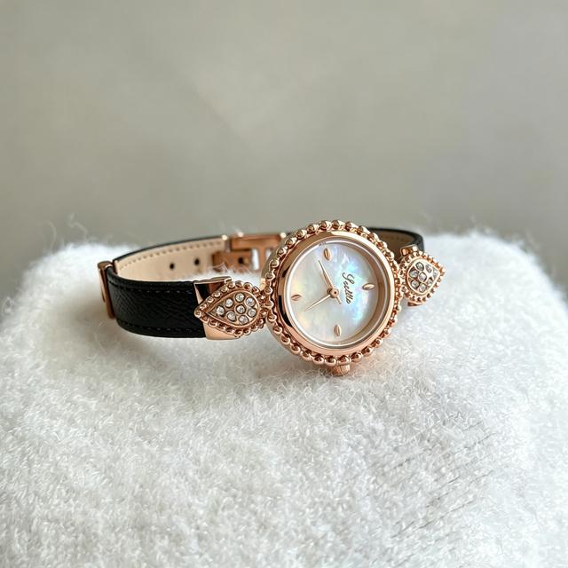 Scottie 9609b Retro Petite MOP Dial Watch for Lady Exquisite Beaded Bezel 3ATM Waterproof Quartz Watch With Premium Elegant Vibe