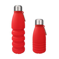 Approvisionnement d'usine Silicone Pli Bouteille D'eau 18 oz Étanche Bouteille D'eau Pliable Bouteille Pliante Écologique