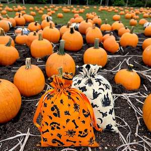 Halloween Organic Cotton Drawstring Gift Pouch for Jewelry Embroidered Logo for Bracelets Watches Rings Earrings Decoration - Product Image 1