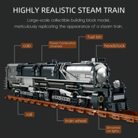 Ensemble de blocs de construction rétro Union Pacific BigBoy 1277 pièces, modèle de train à vapeur DIY, briques de construction de chemin de fer, jouet éducatif pour enfants