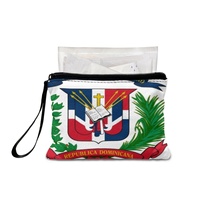 Dompet Koin Warna Campuran Modis Poliester Bendera Republik Dominika Dompet Mini Ritsleting Portabel untuk Penggunaan Sehari-hari Wanita