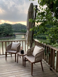 Ngoài trời muebles de ngoại thất Para Jardin giải trí bảng và ghế nhôm khung gỗ hoàn thành vườn sofa mây Bộ đồ nội thất - Product Image 6