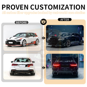 Kit carrosserie en fibre de carbone style PAK pour <span class=keywords><strong>Audi</strong></span> RS6 C8 : Lame avant, diffuseur arrière, capot, jupes latérales, spoiler - Product Image 5