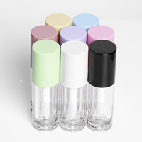 Tubes de gloss à lèvres ronds vides de 6 ml, transparents, roses, blancs, noirs, avec applicateurs, pour emballage cosmétique