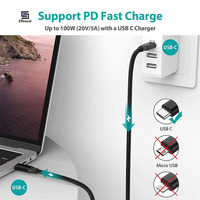 Kabel Data USB 3.1 ke Tipe C multifungsi, kabel Data kepang nilon pengisian cepat Pd harga rendah kualitas tinggi untuk ponsel
