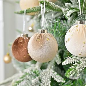 Boules de Noël Vintage de Luxe Léger, Faites à la Main, en Plastique, Texture Velours, Pailletées, pour Décoration de Scène de Banquet, Vente Directe Usine - Product Image 2