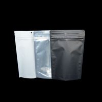 Échantillon gratuit de sachets Doypack debout personnalisés en noir mat et blanc, résistants aux enfants, en mylar et en aluminium, avec fermeture éclair