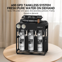 Système de filtration d'eau RO sans réservoir 600 GPD 8 étapes OEM électrique, alcalin et minéral, double manomètre, pour aquarium et fontaine à eau potable, en plastique, pour hôtel
