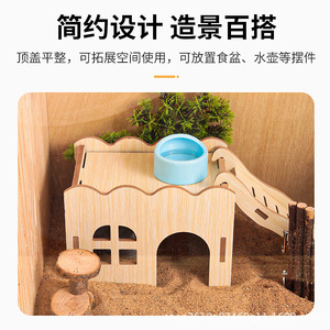 Rutin Chicken Wooden House With <b>Slide</b> Nest For Small Pets Multifunctional Pet House - Product Image 5