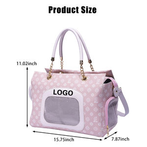 Tas Pengangkut Hewan Peliharaan Mewah Warna <span class=keywords><strong>Pink</strong></span>, Tas Kulit untuk Anjing dengan Fitur Portabel yang Dapat Disesuaikan, Aksesori Perjalanan Mobil dengan Bantal di Dalam - Product Image 4