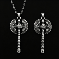 Collar con Colgante de Hacha de Batalla Vikinga Doble Águila para Hombre, Talismán de Hacha de Guerra Nórdica Valknut de Acero de Titanio, Estilo Punk Rock Biker, Accesorios de Vestir