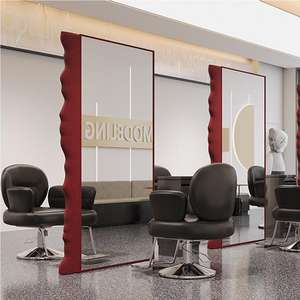 Gabinete de lujo moderno con espejo de piso LED para salón de belleza, dormitorio, sala de estar, comedor, muebles de vidrio de Barber Station - Product Image 6