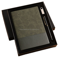 Coffret Cadeau Anniversaire Personnalisé : Agenda 2025 Vert Gaufré, Carnet en Cuir Souple avec Reliure Cousue et Stylo USB Intégré