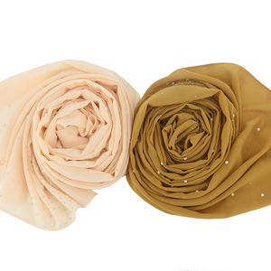 2022 perlas piedras gasa musulmán <span class=keywords><strong>Hijab</strong></span> bufanda larga chales islámicos diamantes de imitación bufandas musulmanas pañuelo para la cabeza - Product Image 3
