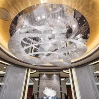 Lampu Langit-langit Kristal Putih Lampu Gantung Pintu Masuk Foyer Chandelier untuk Hotel