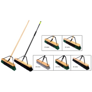 Flair Factory - Escoba <span class=keywords><strong>de</strong></span> <span class=keywords><strong>madera</strong></span> resistente con mango largo <span class=keywords><strong>de</strong></span> 18-24 pulgadas y recogedor para terraza, entrada, garaje, patio y hogar - Product Image 3