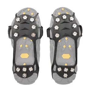 Wholesale 11 Spikes Crampons Zinc Plated Iron Nails Anti-Slip Nature Rubber Ice Cleats Grips For Hiking Fishing Shoes Boots