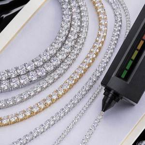 Price Hip Hop Moissanite Necklace 925 Sterling Silver <b>Iced</b> <b>Out</b> 2mm 3mm 4mm Moissanite Tennis <b>Chain</b> Necklace - Product Image 6