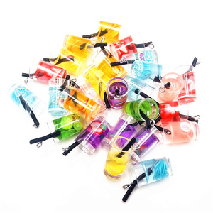Resin Keychains Fruit Beverage Bottles Mixed Colors Plastic Pendants Gift <b>Charms</b> Themed Accessories - Product Image 1