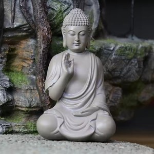 Decoração de Aquário em Pedra Arenosa com Buda, Artesanato Estilo Chinês, Acessórios para Aquário, Buda em Pedra Arenosa Verde - Product Image 5