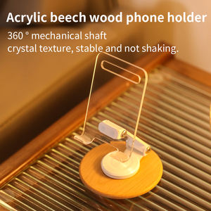 Boneruy L72 support de bureau en bois de hêtre pour Mobile 360 angle de rotation support de téléphone réglable ABS support de téléphone en acrylique transparent - Product Image 2