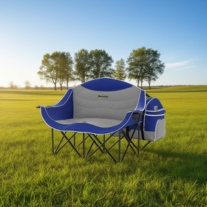 Silla de Camping Doble Outsunny Azul Acolchada Plegable con Marco de Aluminio para Uso en Jardín Exterior con Bolsa de Transporte - Product Image 2