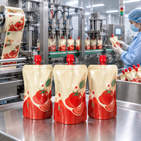 Pochettes souples personnalisées durables avec bec verseur et bouchon à vis pour emballage en gros de ketchup, sauce chili, moutarde, aliments pour animaux, sucre et condiments