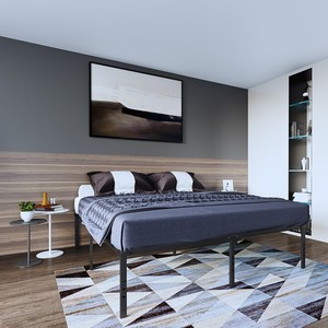 SUNYARD Modern Metal Karyola Çerçevesi Geometrik Başlıklı Ağır Hizmet Tipi Platform Karyola Tabanı Yatak Altı Depolama Alanı Yatak Odası Daire İçin - Product Image 5
