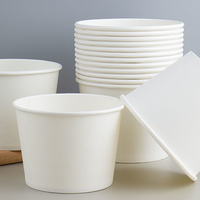 Récipients biodégradables à emporter pour fast-food bols de boîte à lunch en papier bols ronds d'emballage alimentaire bols à soupe en papier kraft avec couvercle