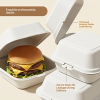 Boîte alimentaire jetable en bagasse, type clamshell, biodégradable, compostable, emballage alimentaire écologique, boîte à emporter pour le déjeuner