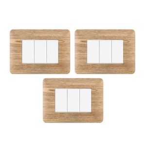 Gloca Interrupteurs muraux à 3 boutons en plastique, finition bois clair, durables, lot de 3 - Product Image 1