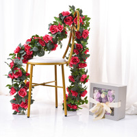 Guirlande de roses artificielles multicolores au toucher réel pour plafond, mariage, fête, décoration de la Saint-Valentin, fleurs en soie réalistes
