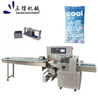 Machine d'emballage automatique de type flow pack pour petites entreprises, idéale pour l'emballage de snacks, biscuits et bonbons.