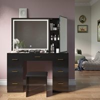 Commode avec 7 tiroirs et tabouret rembourré, commode avec tiroirs