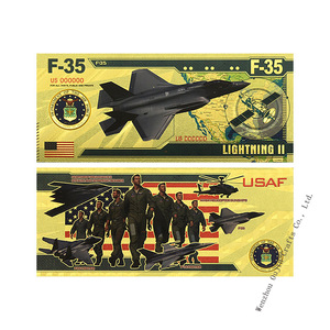 Billet <span class=keywords><strong>de</strong></span> banque commémoratif <span class=keywords><strong>en</strong></span> édition limitée, motif <span class=keywords><strong>avion</strong></span> moderne, doré à l'or fin, plaqué or 24 carats, souvenir <span class=keywords><strong>de</strong></span> collection, cadeau - Product Image 4