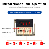 Temporizador Digital LED Programable DH48S-S 0.1s-99h con Base de Enchufe AC/DC 12V 24V 36V 110V 220V 380V, Temporizador de Ciclo Repetitivo