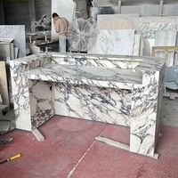 Design de luxe Calacatta Viola Table de bar en marbre Caisse enregistreuse en marbre Comptoir en marbre Salon de beauté Bar Desk Center Table Island