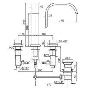 Zucchetti Aguablu doppio manico 3 fori miscelatore rubinetto spazzolato finitura acqua fredda a singolo foro rubinetto per sala - Product Image 5