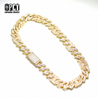 Pendentif Moissanite Personnalisé en Or Rose 18K, Chaîne Cubaine VVS Iced Out, Bijoux Hip Hop Personnalisés pour Fête