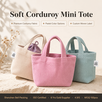 Sac fourre-tout en velours côtelé écologique avec logo personnalisé, sac de voyage, sac de shopping, promotion, cadeau de luxe pour femmes, sacs à poignée
